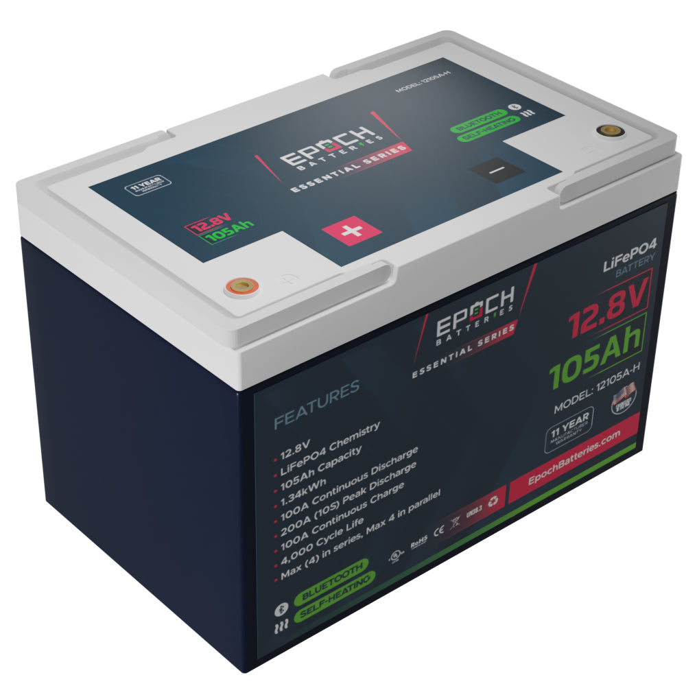 Epoch 12V 105Ah LiFePO4 Battery – Heated, Bluetooth (Essential Series)