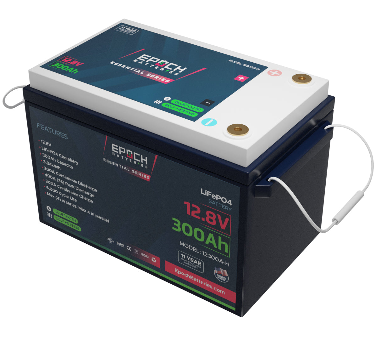 Epoch 12V 300Ah LiFePO4 Battery – Heated, Bluetooth (Essential Series)