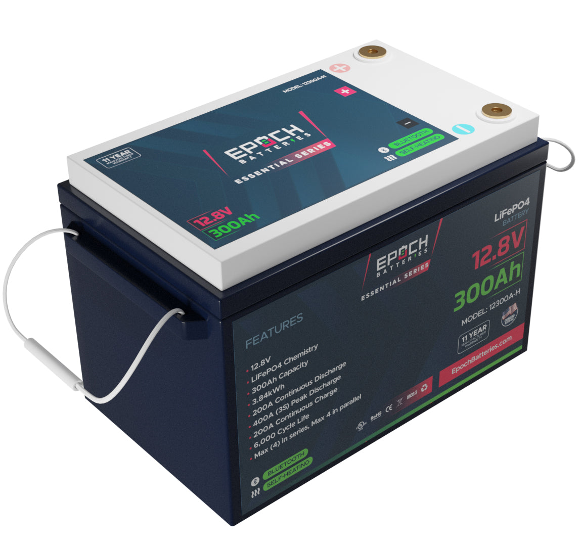 Epoch 12V 300Ah LiFePO4 Battery – Heated, Bluetooth (Essential Series)